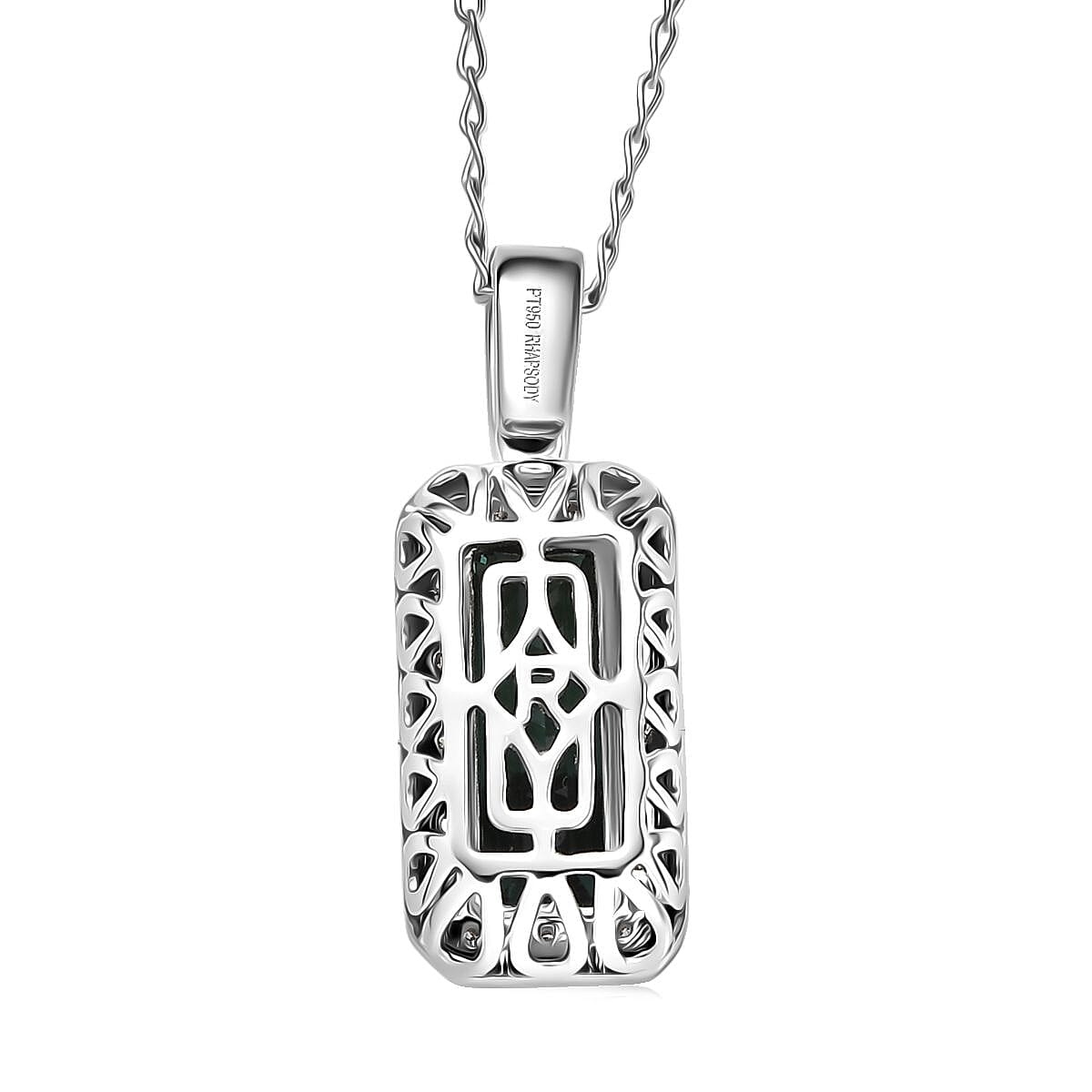 Certified & Appraised Rhapsody AAAA Pirineu Lagoon Tourmaline and E-F VS Diamond 2.88 ctw Pendant Necklace 20 Inches in 950 Platinum 5.38 Grams image number 4