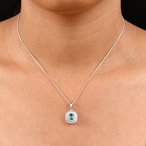 Certified and Appraised Luxoro AAA Pirineu Lagoon Tourmaline and I2 Diamond 1.03 ctw Pendant Necklace in 10K White Gold 20 Inches