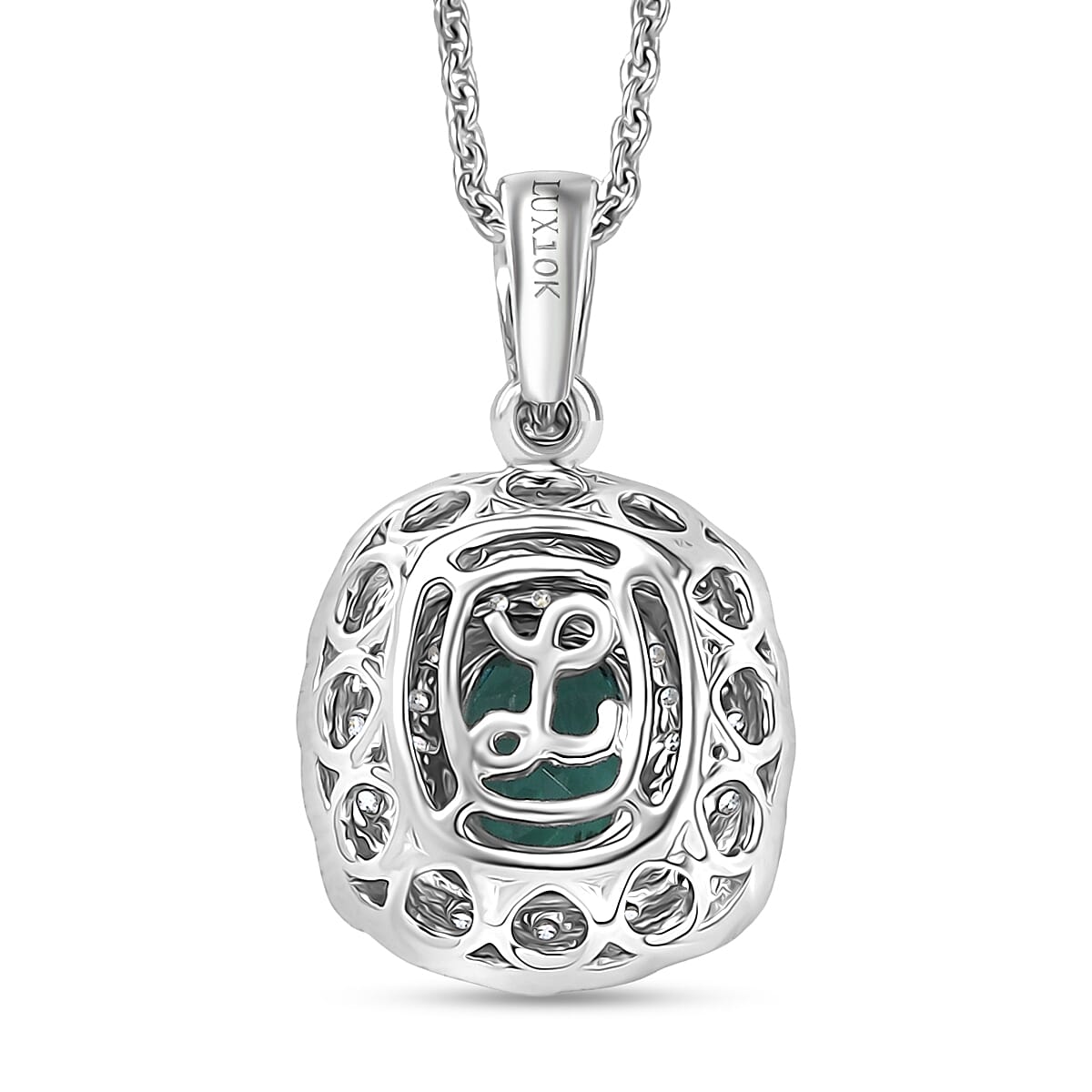 Certified and Appraised Luxoro AAA Pirineu Lagoon Tourmaline and I2 Diamond 1.03 ctw Pendant Necklace in 10K White Gold 20 Inches image number 4