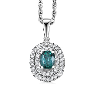 SPECIAL EDITION Certified & Appraised Luxoro 10K White Gold AAA Pirineu Lagoon Tourmaline, Diamond (I2) (0.37 cts) Pendant Necklace (18 Inches) 1.14 ctw