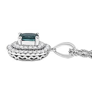 SPECIAL EDITION Certified & Appraised Luxoro 10K White Gold AAA Pirineu Lagoon Tourmaline, Diamond (I2) (0.37 cts) Pendant Necklace (18 Inches) 1.14 ctw
