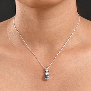 Doorbuster D'Joy Premium Platinum Spinel, Natural Champagne and White Diamond 1.60 ctw Art Deco Pendant Necklace in Rhodium Over Sterling Silver 20 Inches