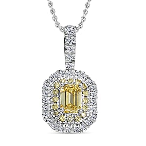 Luxuriant Lab Grown Yellow Diamond (IR) and Lab Grown Diamond VS 1.00 ctw Pendant Necklace in 10K White Gold 20 Inches