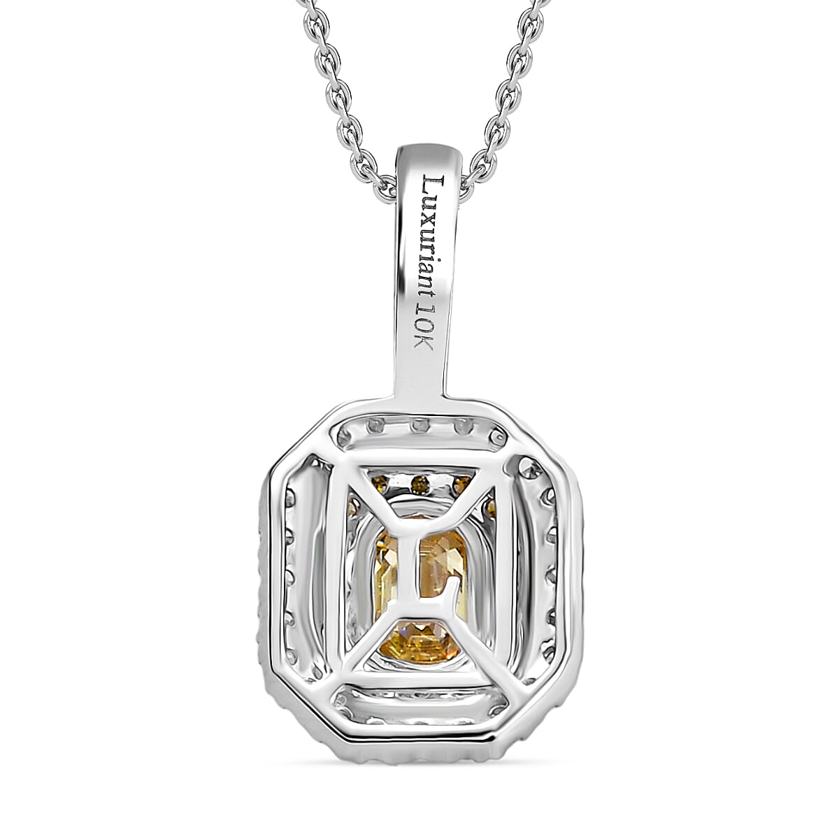 Luxuriant Lab Grown Yellow Diamond (IR) and Lab Grown Diamond VS 1.00 ctw Pendant Necklace in 10K White Gold 20 Inches image number 4