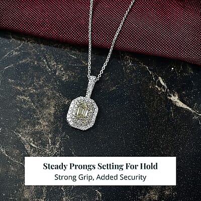 Luxuriant Lab Grown Yellow Diamond and Lab Grown Diamond Pendant Necklace in 10K White Gold 1.00 ctw (20 Inches)