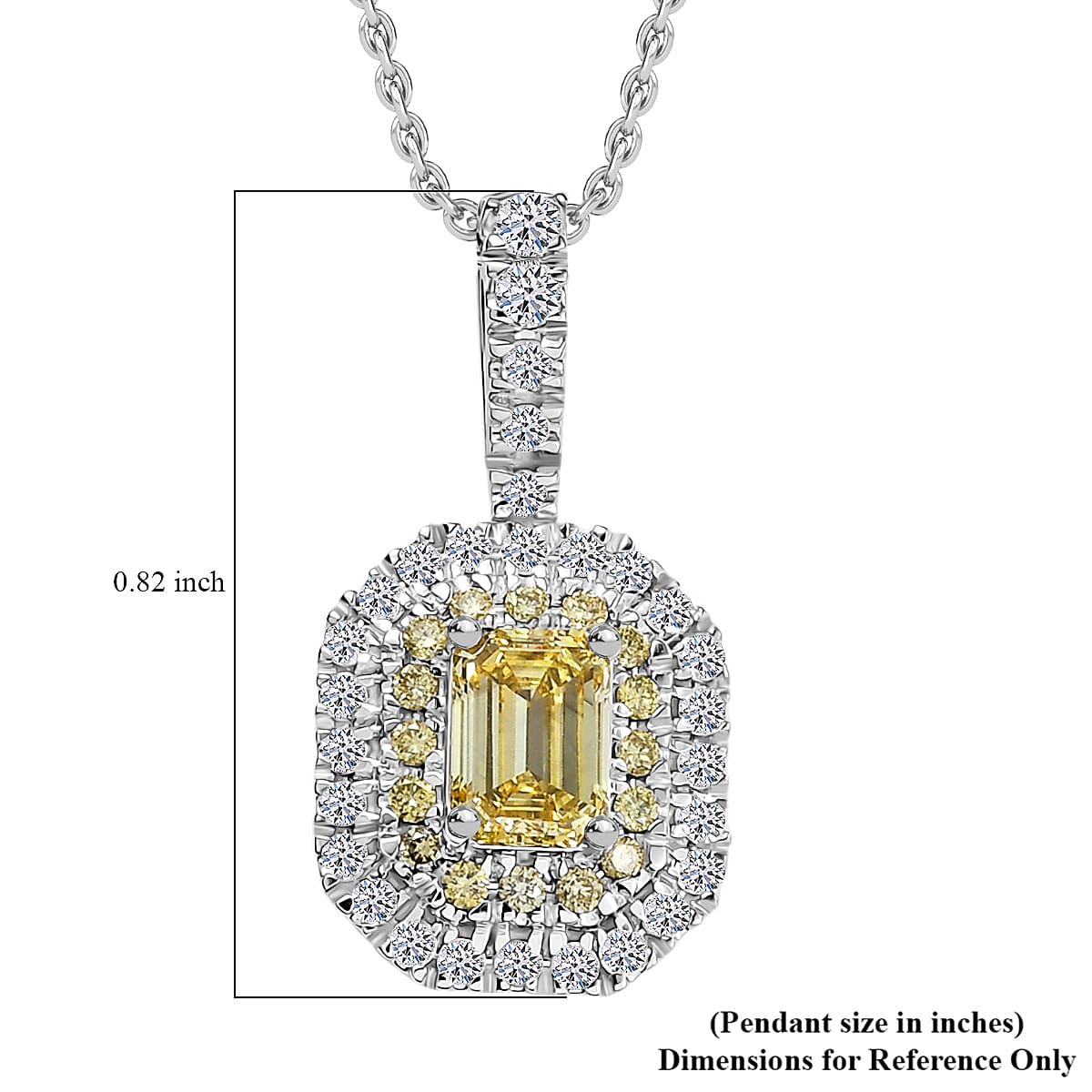Luxuriant Lab Grown Yellow Diamond (IR) and Lab Grown Diamond VS 1.00 ctw Pendant Necklace in 10K White Gold 20 Inches image number 5