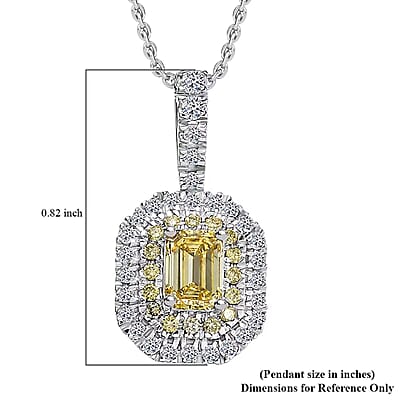 Luxuriant Lab Grown Yellow Diamond and Lab Grown Diamond Pendant Necklace in 10K White Gold 1.00 ctw (20 Inches)