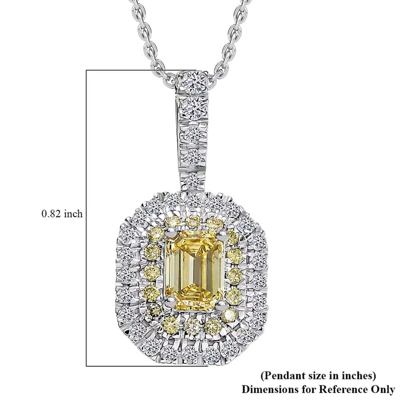 Luxuriant Lab Grown Yellow Diamond and Lab Grown Diamond Pendant Necklace in 10K White Gold 1.00 ctw (20 Inches)