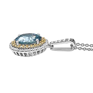 Luxoro AAA Cambodian Blue Zircon, Natural Yellow and White Diamond I2 3.65 ctw Sunlit Ocean Ring in 10K White Gold (Size 8.0)