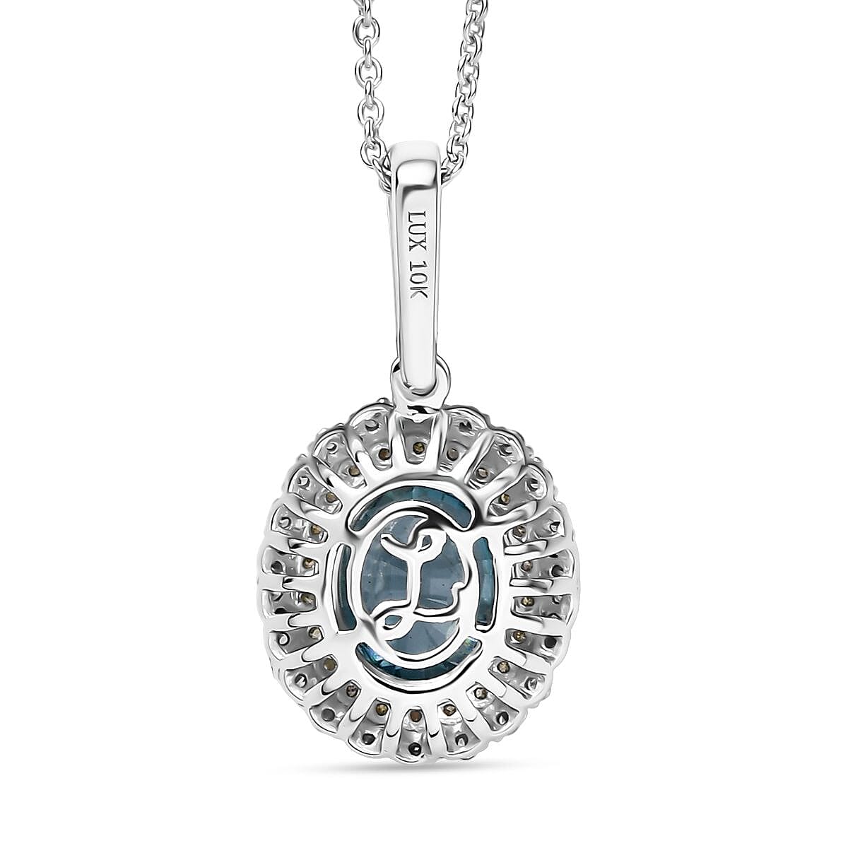 Luxoro AAA Cambodian Blue Zircon, Natural Yellow and White Diamond I2 3.65 ctw Sunlit Ocean Ring in 10K White Gold (Size 8.0) image number 4