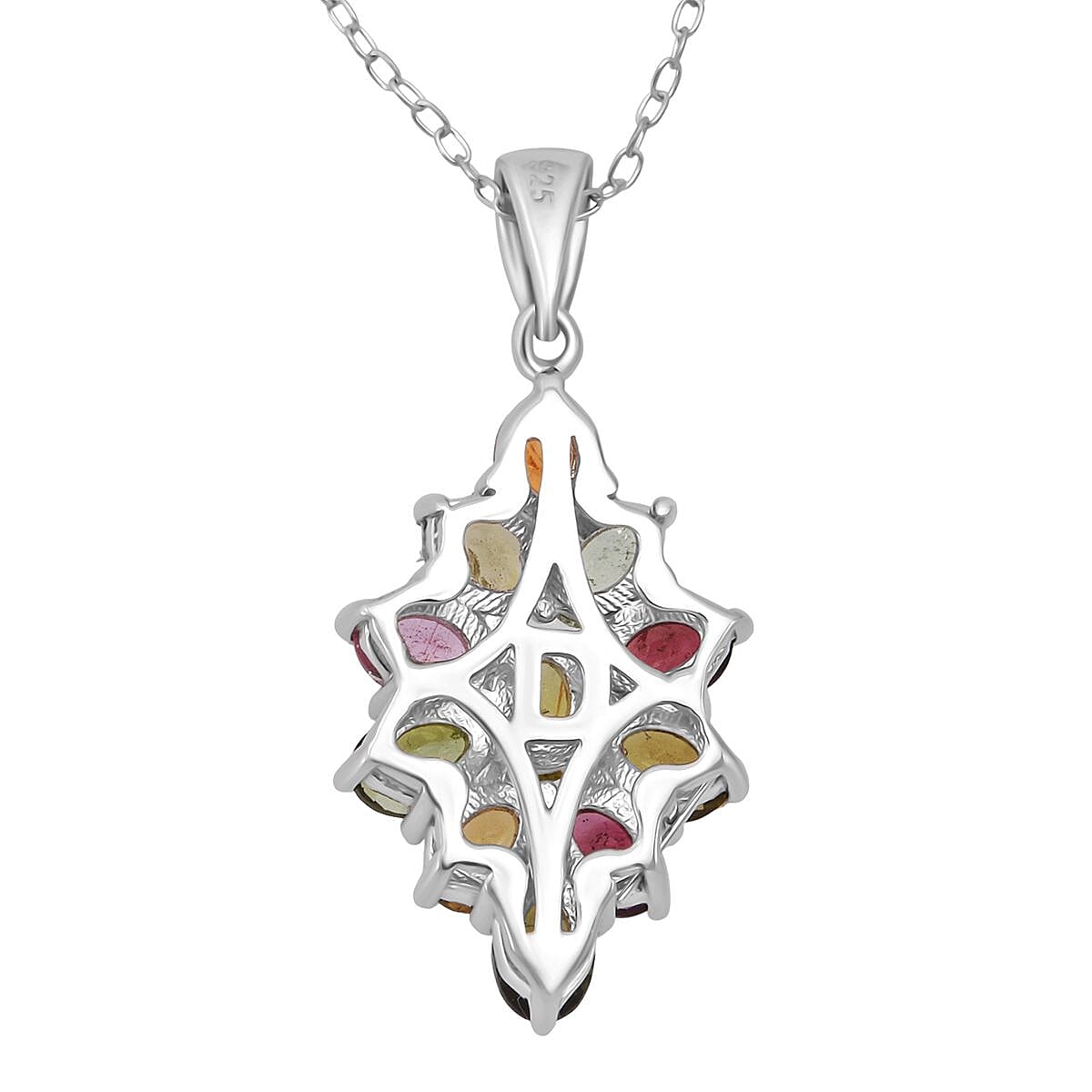 D'Joy Multi-Tourmaline 1.80 ctw Pendant Necklace in Rhodium Over Sterling Silver 20 Inches image number 4