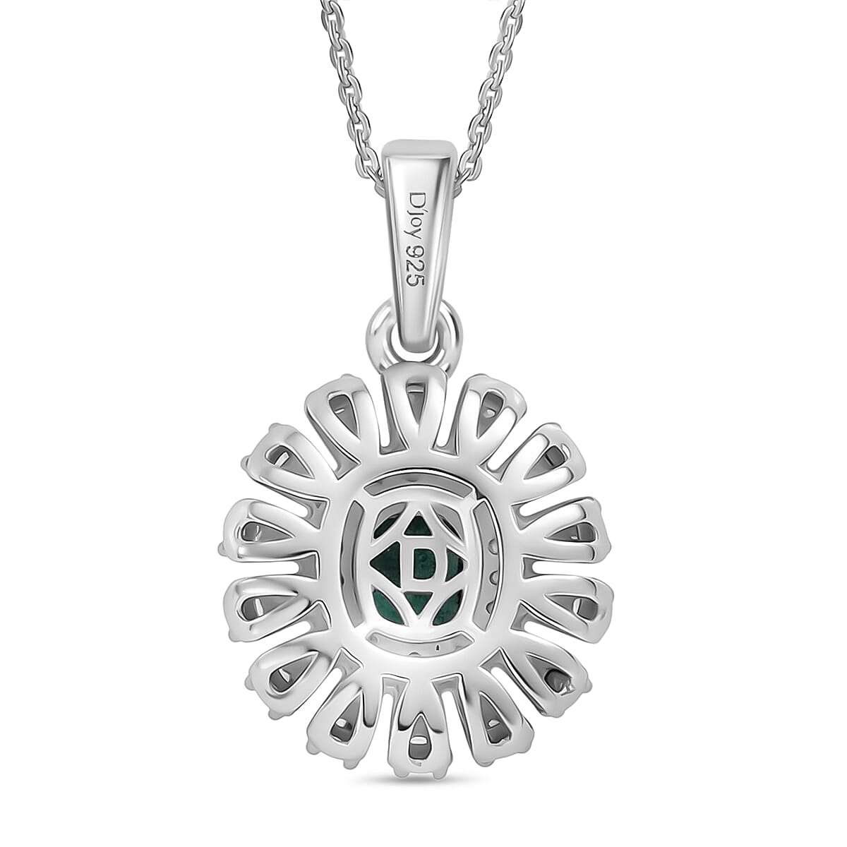 D'Joy Lagoon Tourmaline and Moissanite 1.10 ctw Pendant Necklace in Rhodium Over Sterling Silver 20 Inches image number 4