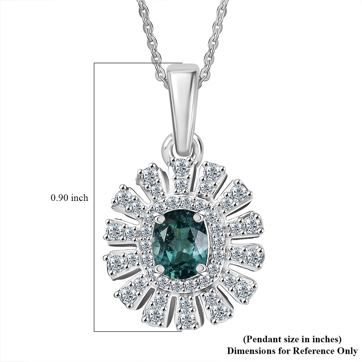 D'Joy Lagoon Tourmaline and Moissanite 1.10 ctw Pendant Necklace in Rhodium Over Sterling Silver 20 Inches image number 6