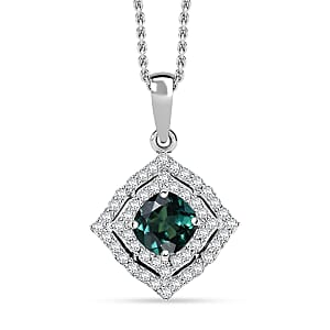 Certified & Appraised Luxoro AAA Pirineu Lagoon Tourmaline and I2 Diamond 1.21 ctw Pendant Necklace 20 Inches in 10K White Gold 4.94 Grams