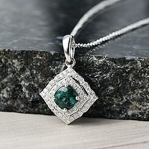 Certified & Appraised Luxoro AAA Pirineu Lagoon Tourmaline and I2 Diamond 1.21 ctw Pendant Necklace 20 Inches in 10K White Gold 4.94 Grams