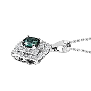 Certified & Appraised Luxoro AAA Pirineu Lagoon Tourmaline and I2 Diamond 1.21 ctw Pendant Necklace 20 Inches in 10K White Gold 4.94 Grams