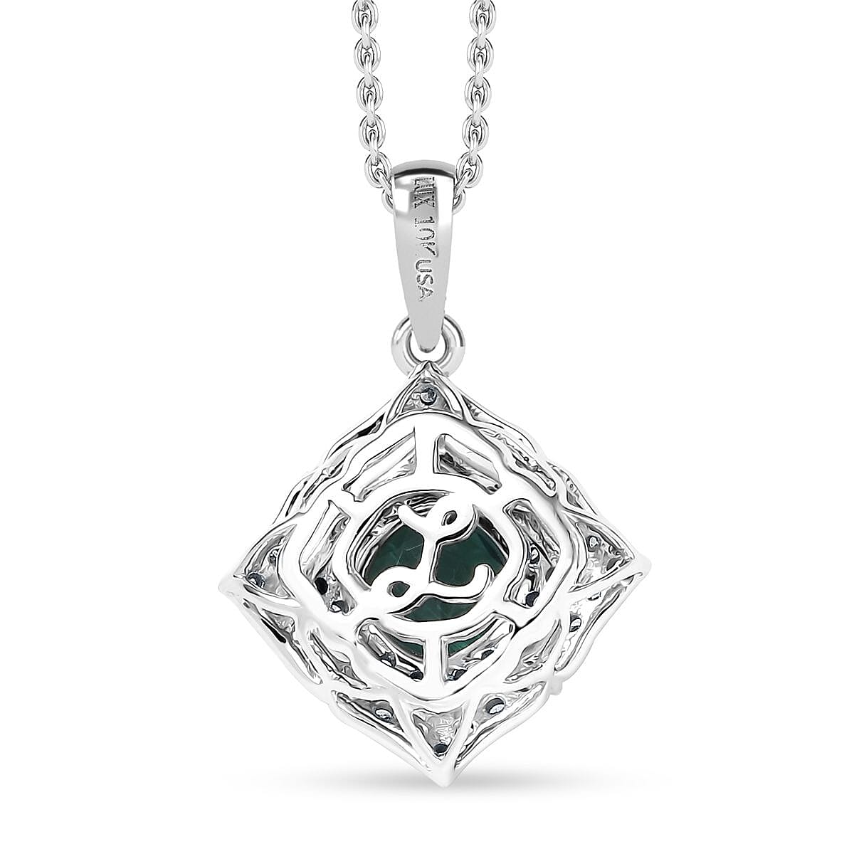 Certified & Appraised Luxoro AAA Pirineu Lagoon Tourmaline and I2 Diamond 1.21 ctw Pendant Necklace 20 Inches in 10K White Gold 4.94 Grams image number 4