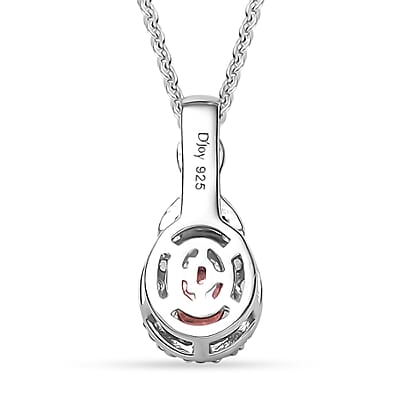 D'Joy Mozambique Garnet and White Zircon 0.60 ctw Necklace 18K Vermeil YG and Rhodium Over in Sterling Silver 20 Inches