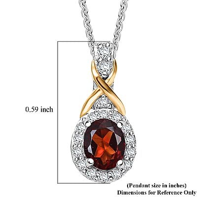 D'Joy Mozambique Garnet and White Zircon 0.60 ctw Necklace 18K Vermeil YG and Rhodium Over in Sterling Silver 20 Inches