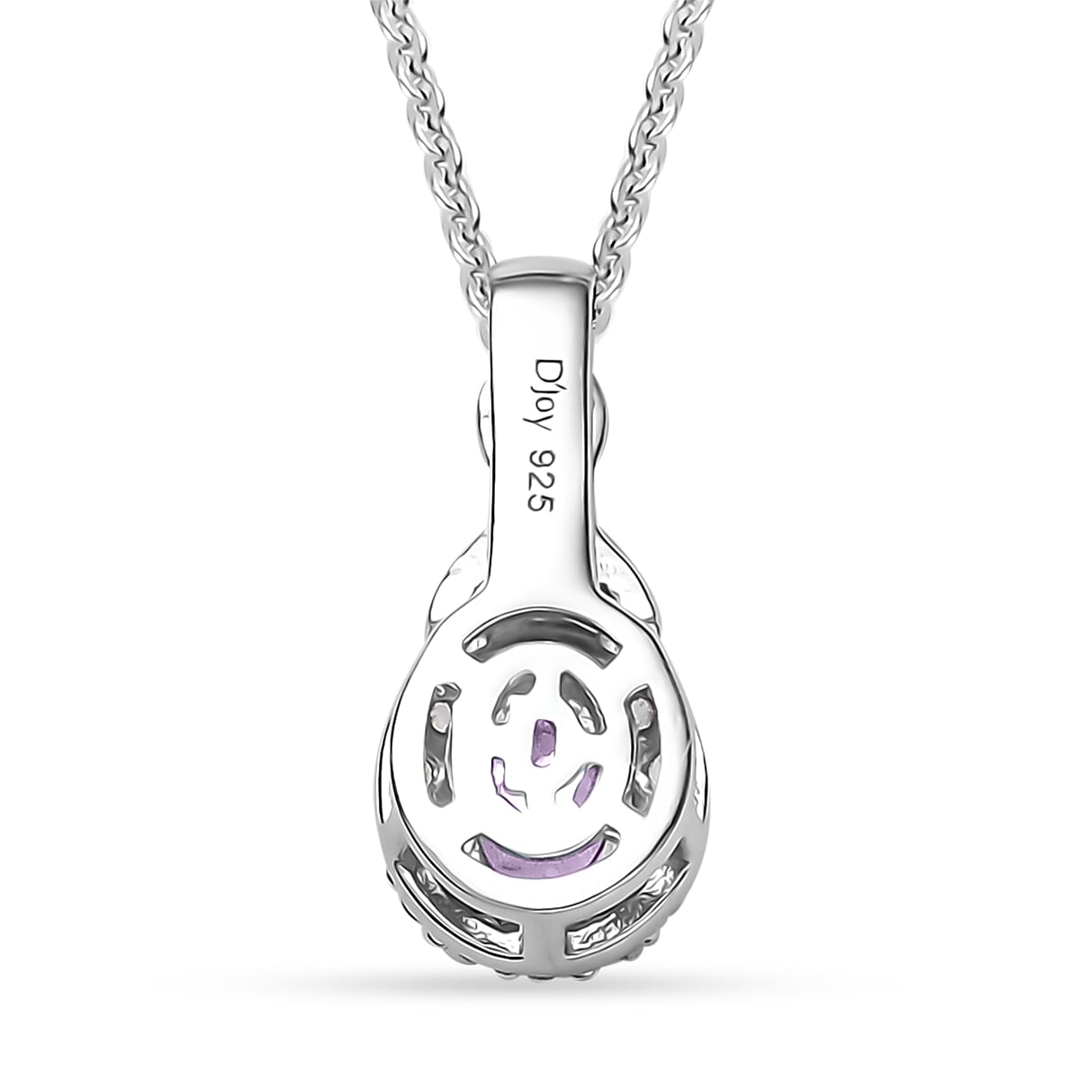 D'Joy African Amethyst and White Zircon 0.50 ctw Pendant Necklace in 18K Vermeil YG and Rhodium Over Sterling Silver 20 Inches