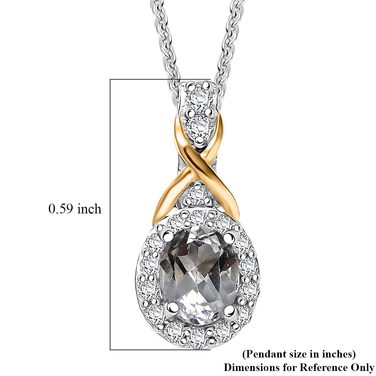 D'Joy White Topaz and White Zircon 0.65 ctw Pendant Necklace in 18K Vermeil YG and Rhodium Over Sterling Silver 20 Inches image number 6
