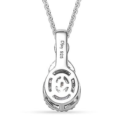 D'Joy Rainbow Moonstone and White Zircon 0.65 ctw Pendant Necklace in 18K Vermeil YG and Rhodium Over Sterling Silver 20 Inches