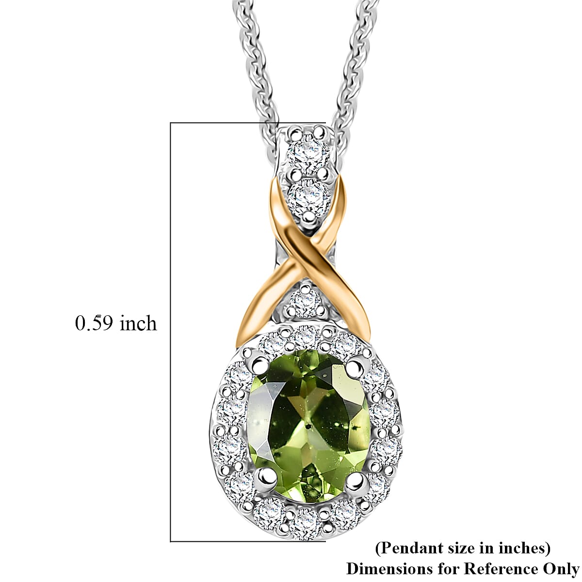 D'Joy Hebei Peridot and White Zircon 0.60 ctw Pendant Necklace in 18K Vermeil YG and Rhodium Over Sterling Silver 20 Inches image number 6
