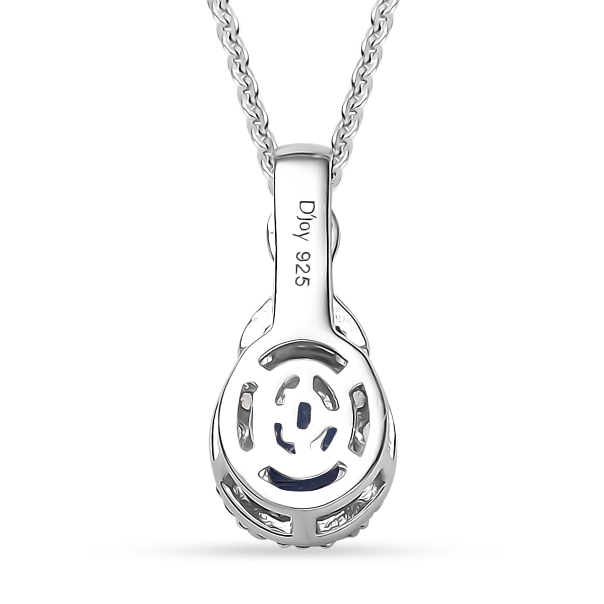 D'Joy Masoala Sapphire (D) and White Zircon 0.70 ctw Pendant Necklace in 18K Vermeil YG and Rhodium Over Sterling Silver 20 Inches image number 4