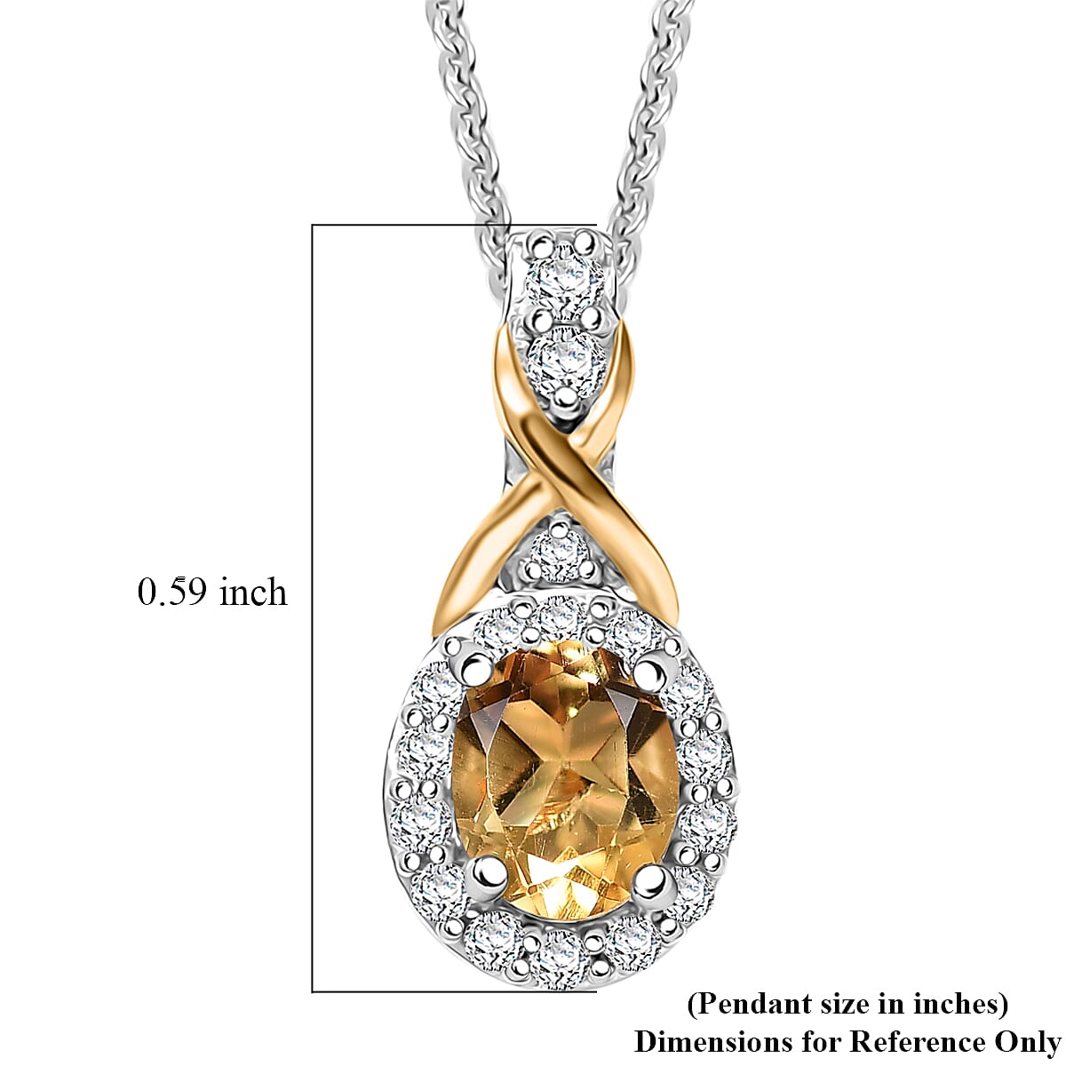 D'Joy Brazilian Citrine and White Zircon 0.60 ctw Pendant Necklace in 18K Vermeil YG and Rhodium Over Sterling Silver 20 Inches image number 6