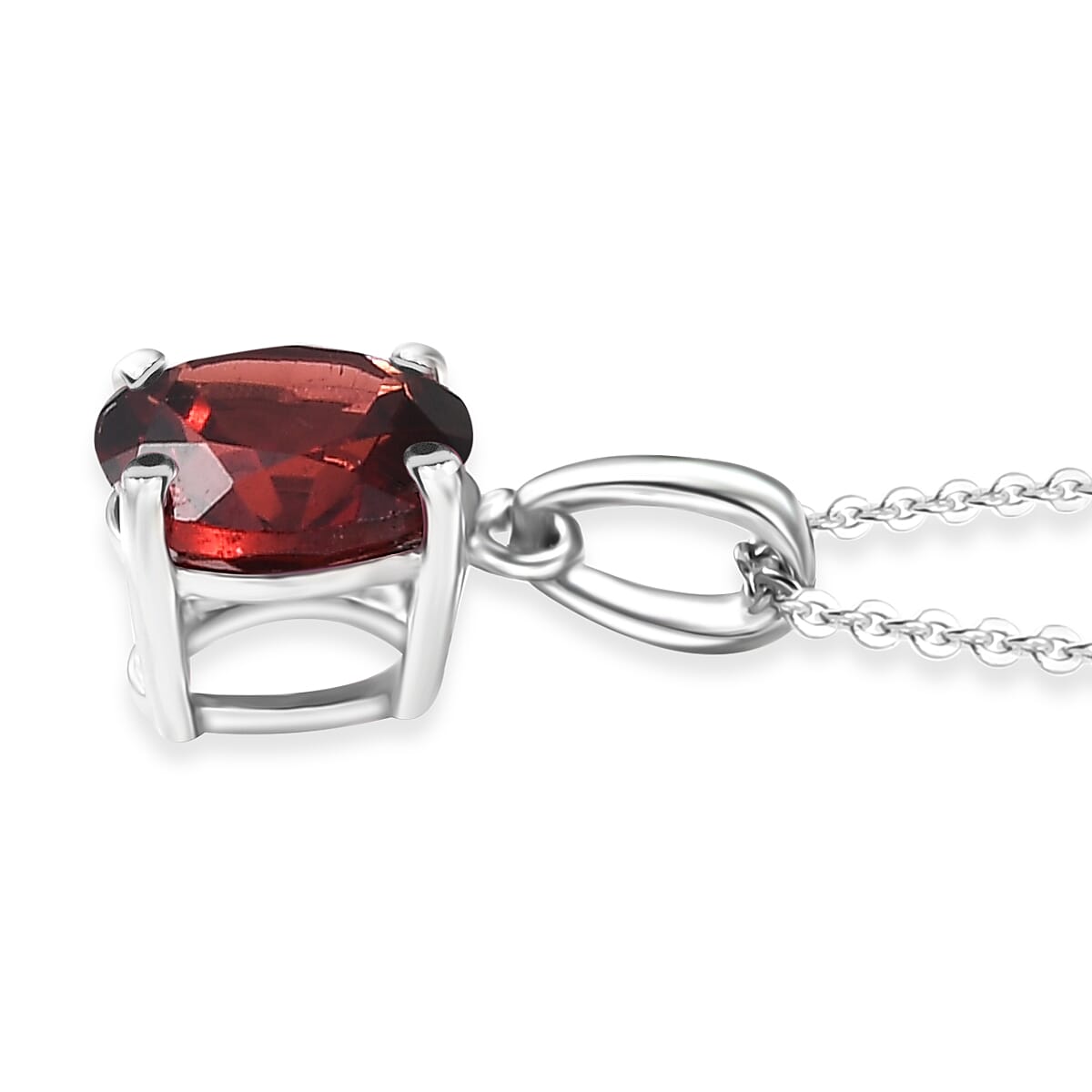 D'Joy Mozambique Garnet 1.50 ctw Pendant Necklace in Rhodium Over Sterling Silver 20 Inches  image number 3