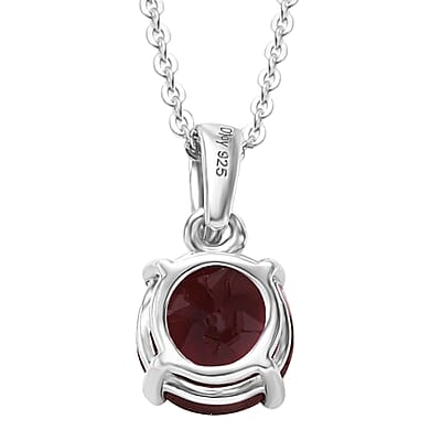 D'Joy Mozambique Garnet 1.50 ctw Pendant Necklace in Rhodium Over Sterling Silver 20 Inches 