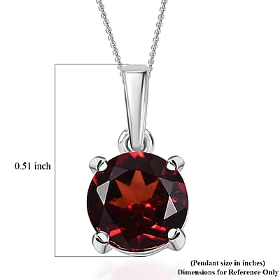 D'Joy Mozambique Garnet 1.50 ctw Pendant Necklace in Rhodium Over Sterling Silver 20 Inches 