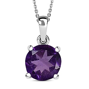 D'Joy African Amethyst 1.20 ctw Pendant Necklace in Rhodium Over Sterling Silver 20 Inches