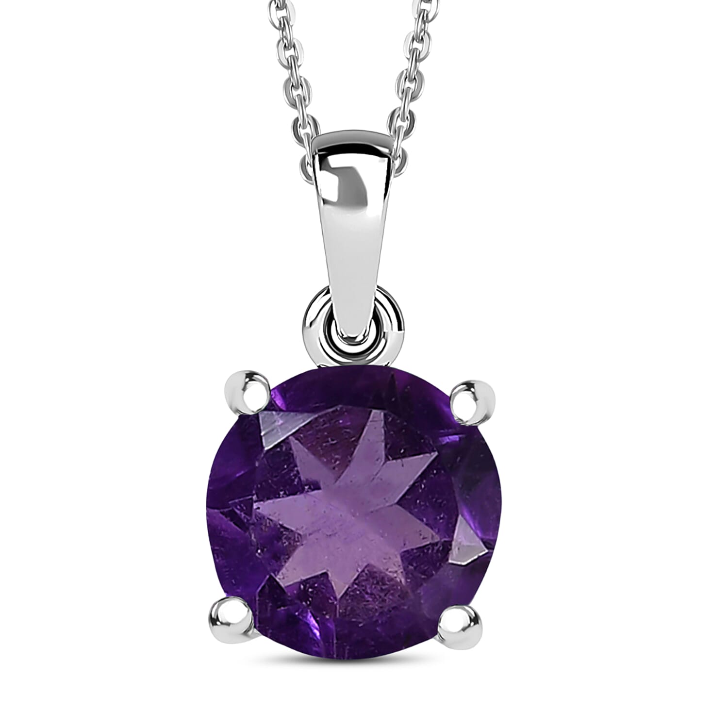 D'Joy African Amethyst 1.20 ctw Pendant Necklace in Rhodium Over Sterling Silver 20 Inches