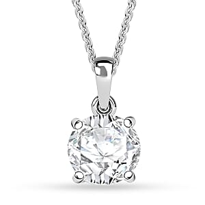 D'Joy White Topaz 1.65 ctw Pendant Necklace in Rhodium Over Sterling Silver 20 Inches 