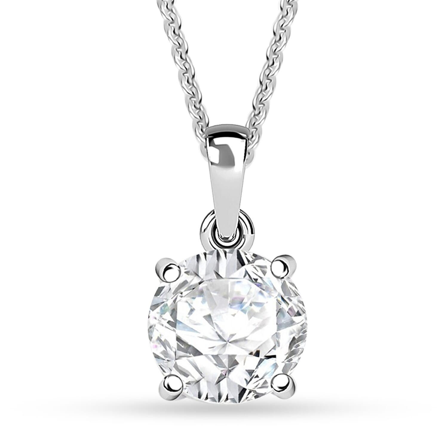 D'Joy White Topaz 1.65 ctw Pendant Necklace in Rhodium Over Sterling Silver 20 Inches