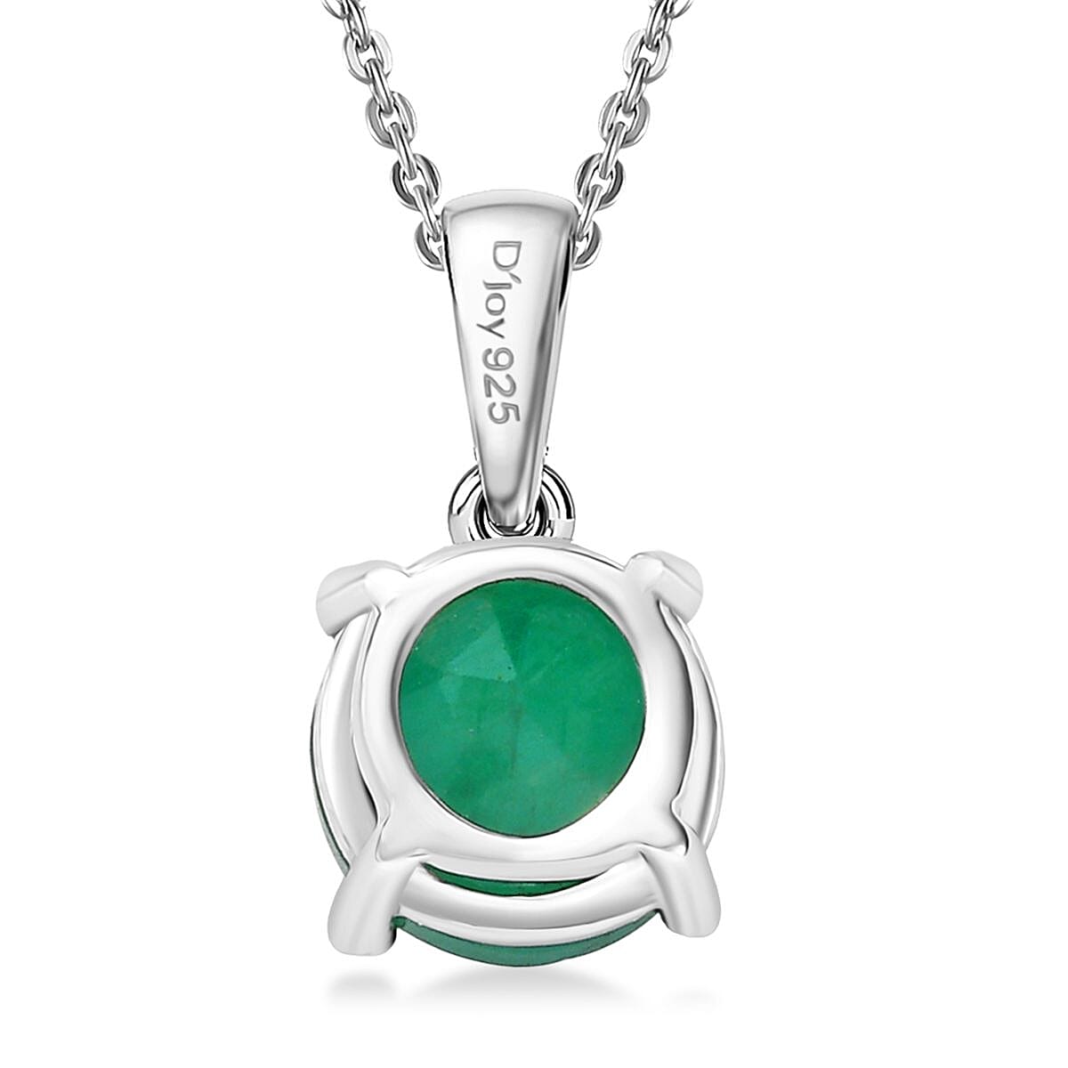 D'Joy Socoto Emerald 1.20 ctw Pendant Necklace in Rhodium Over Sterling Silver 20 Inches image number 4