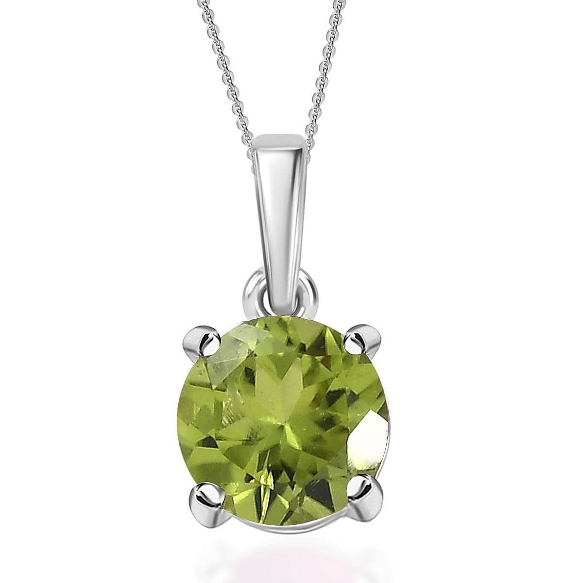 D'Joy Hebei Peridot 1.25 ctw Solitaire Pendant Necklace in Rhodium Over Sterling Silver 20 Inches image number 0