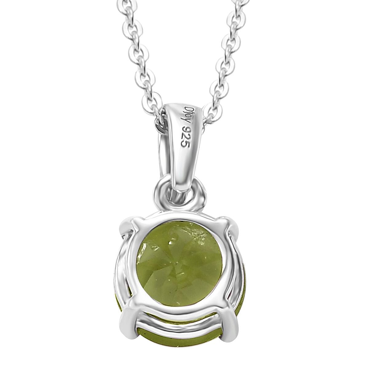 D'Joy Hebei Peridot 1.25 ctw Solitaire Pendant Necklace in Rhodium Over Sterling Silver 20 Inches image number 4