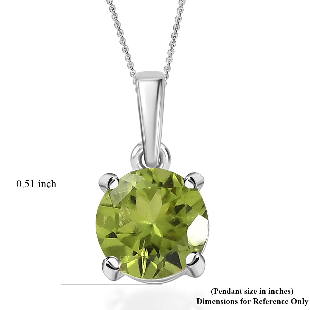 D'Joy Hebei Peridot 1.25 ctw Solitaire Pendant Necklace in Rhodium Over Sterling Silver 20 Inches image number 5