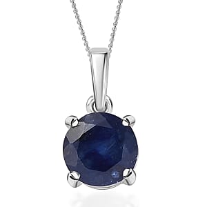 D'Joy Masoala Sapphire (D) 2.00 ctw Pendant Necklace in Rhodium Over Sterling Silver 20 Inches