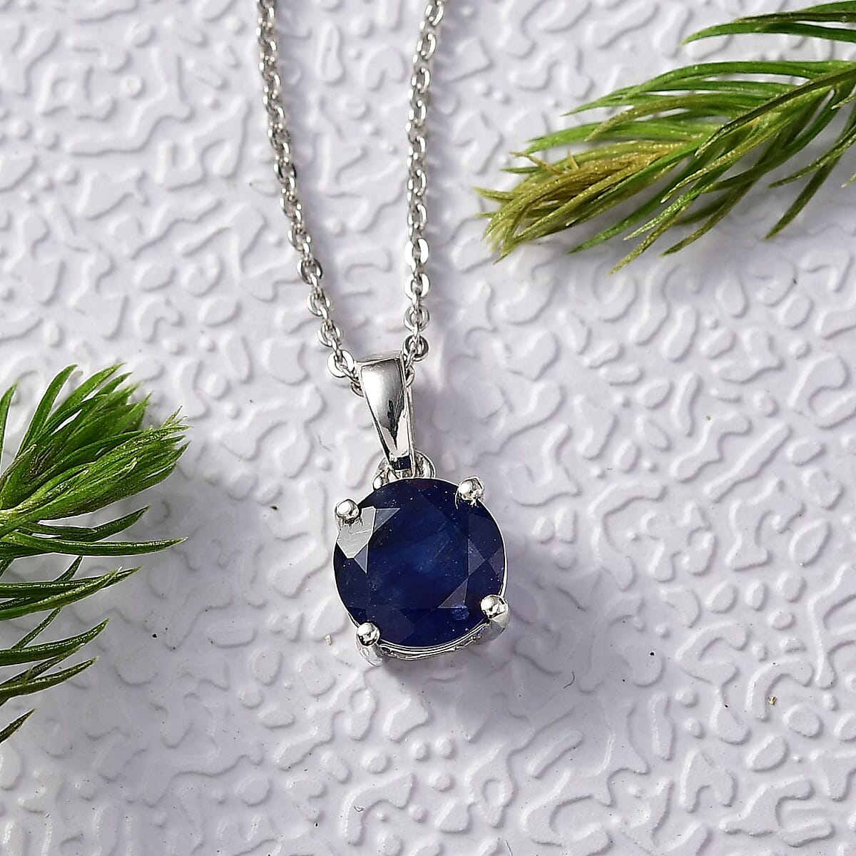 D'Joy Masoala Sapphire (D) 2.00 ctw Pendant Necklace in Rhodium Over Sterling Silver 20 Inches image number 1