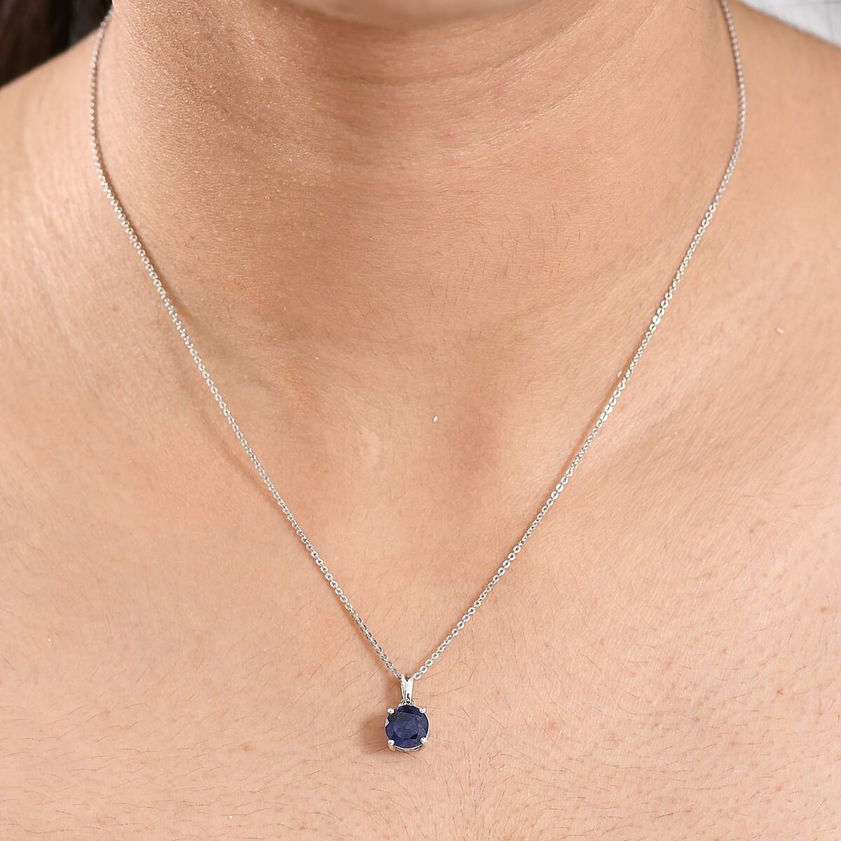 D'Joy Masoala Sapphire (D) 2.00 ctw Pendant Necklace in Rhodium Over Sterling Silver 20 Inches image number 2