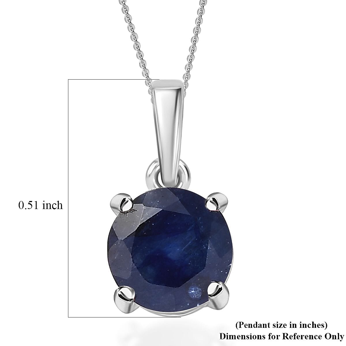 D'Joy Masoala Sapphire (D) 2.00 ctw Pendant Necklace in Rhodium Over Sterling Silver 20 Inches image number 5