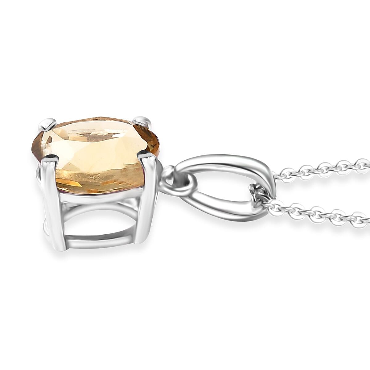D'Joy Brazilian Citrine 1.20 ctw Solitaire Pendant Necklace in Rhodium Over Sterling Silver 20 Inches image number 3