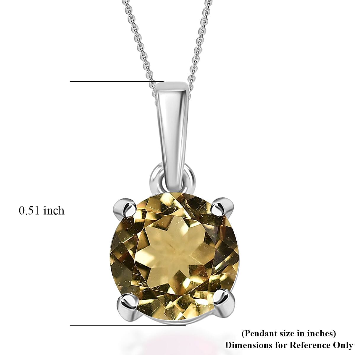 D'Joy Brazilian Citrine 1.20 ctw Solitaire Pendant Necklace in Rhodium Over Sterling Silver 20 Inches image number 5