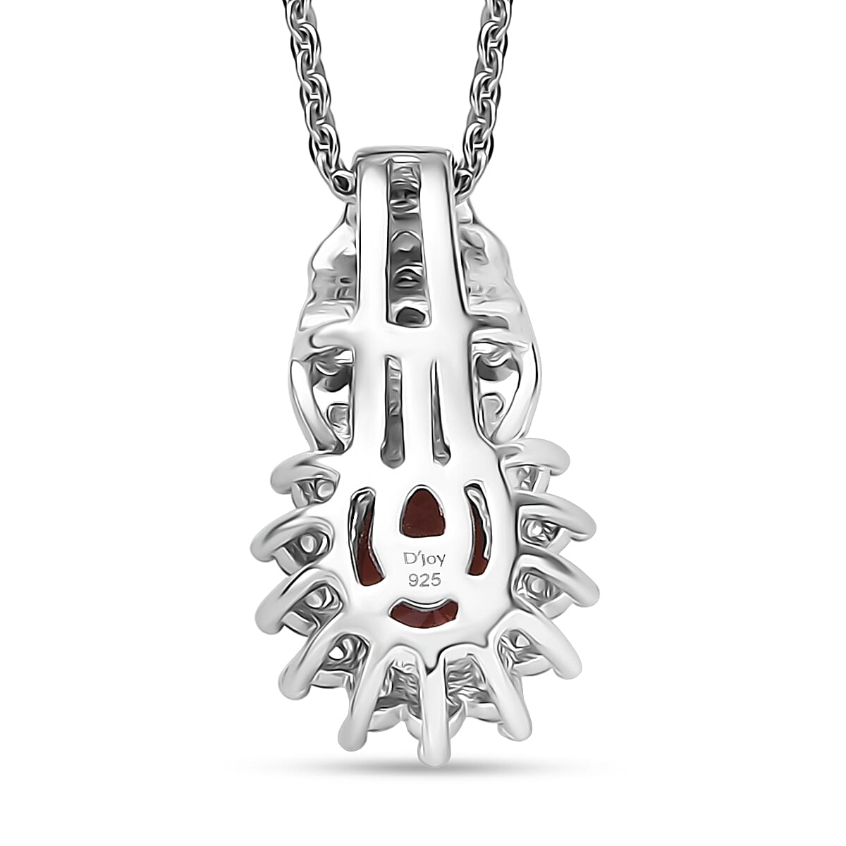 D'Joy Mozambique Garnet and White Zircon 1.35 ctw Pendant Necklace in Rhodium Over Sterling Silver 20 Inches image number 4