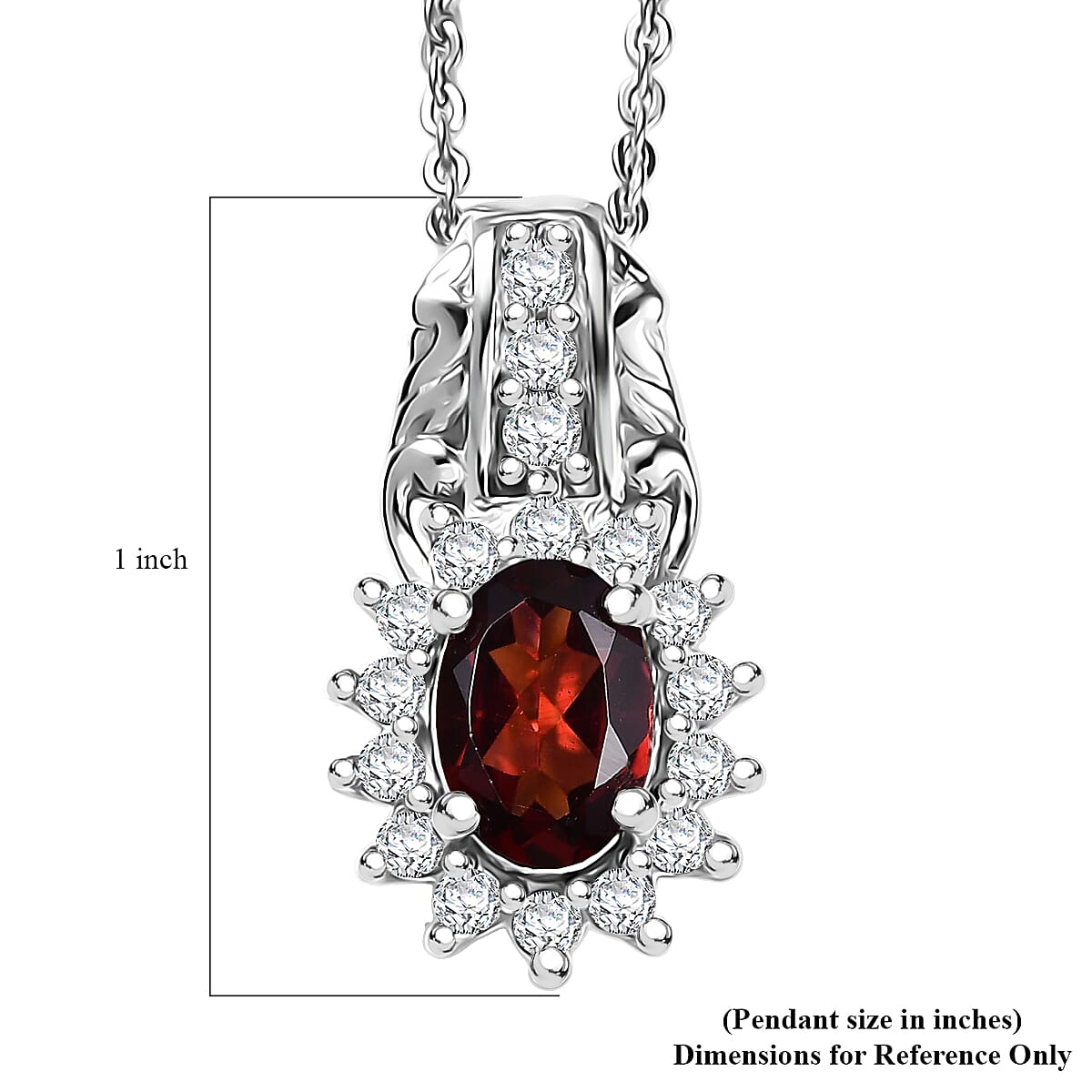 D'Joy Mozambique Garnet and White Zircon 1.35 ctw Pendant Necklace in Rhodium Over Sterling Silver 20 Inches image number 6