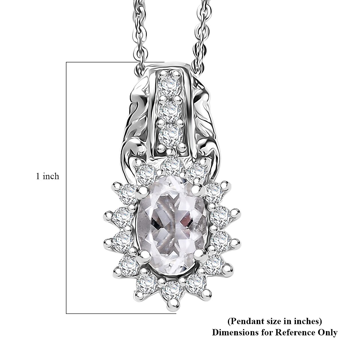 D'Joy White Topaz and White Zircon 1.10 ctw Pendant Necklace in Rhodium Over Sterling Silver 20 Inches image number 6