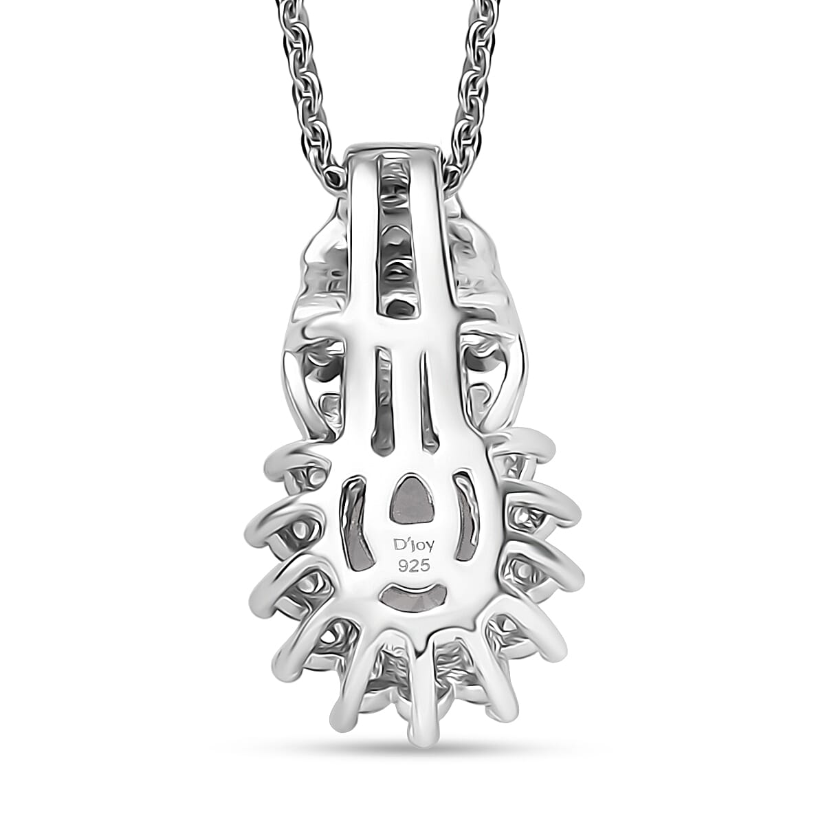 D'Joy Rainbow Moonstone and White Zircon 1.55 ctw Pendant Necklace in Rhodium Over Sterling Silver 20 Inches image number 4